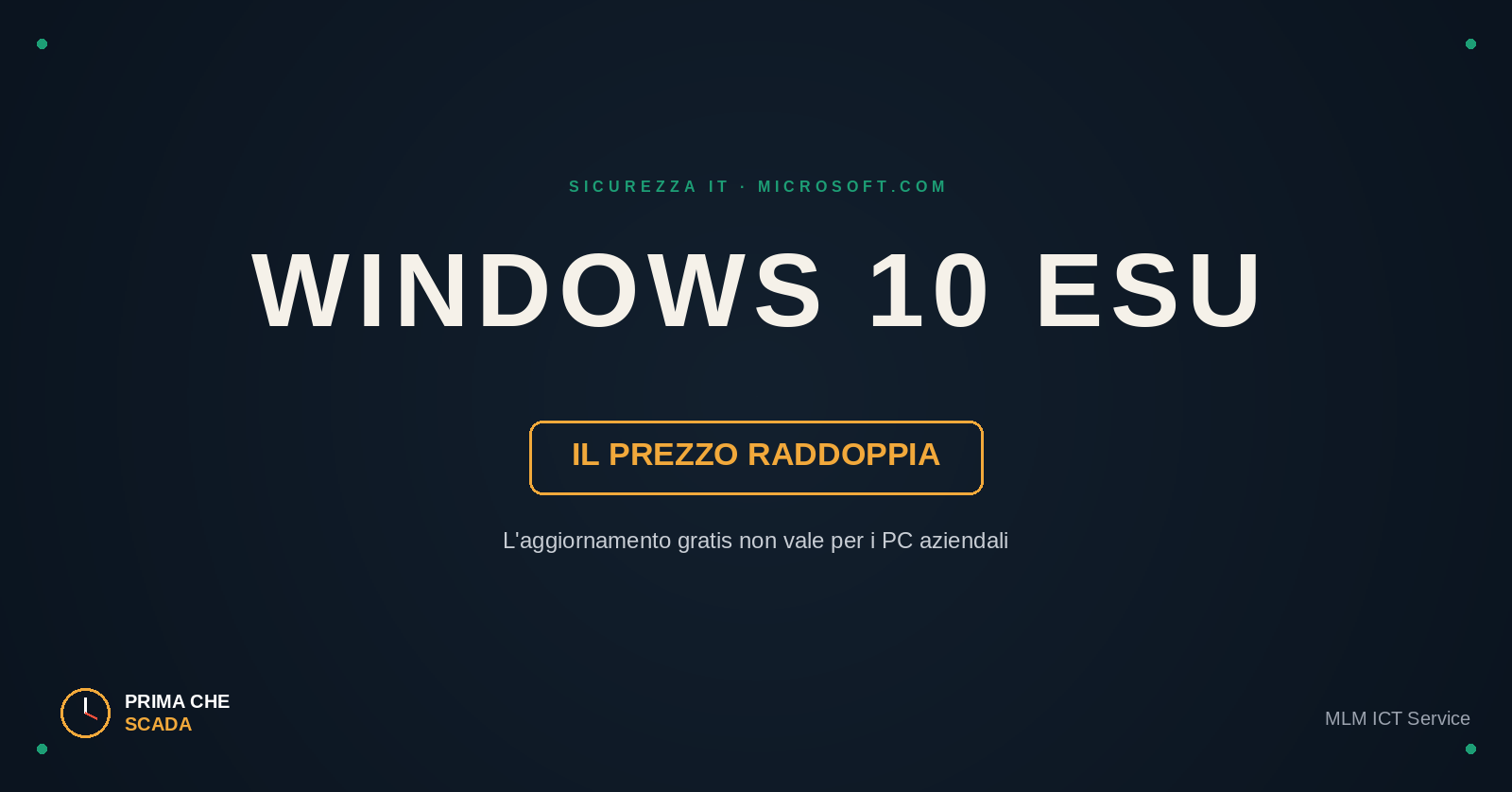 Windows 10 ESU 2026: perché non è gratis per la tua PMI (e il prezzo raddoppia)